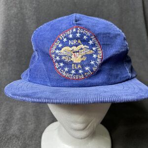 Vintage Corduroy SnapBack Hat NRA ILA Blue Adjustable Cap USA